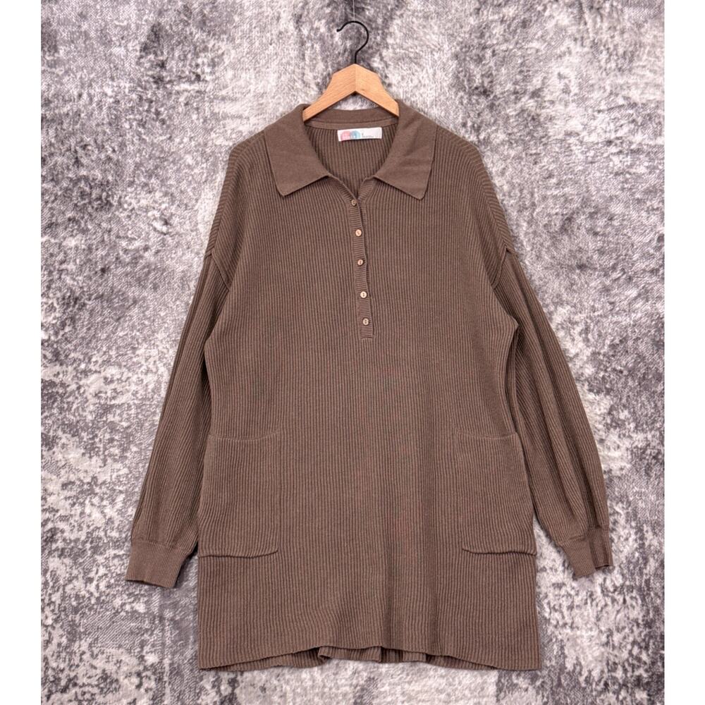 Free People Beach Picnic Sweater Dress Large Womens Brown - Picture 1 of 8